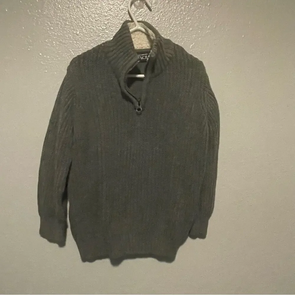 The Children's Place Grey Sherpa Lined Quarter Zip Up Sweater 4T